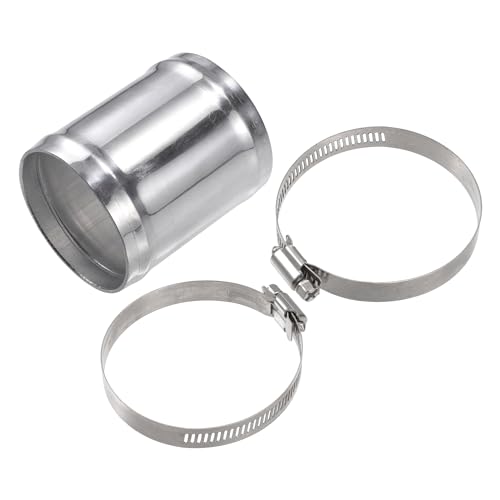 X AUTOHAUX OD 2.5" 63mm Length 3" 76mm Aluminum Alloy Tube Intercooler Pipe Straight Air Intake Tube with 2 Clamps Silver Tone for Car - size: OD 2.5"(63mm)