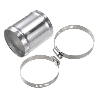 X AUTOHAUX OD 2.5" 63mm Length 3" 76mm Aluminum Alloy Tube Intercooler Pipe Straight Air Intake Tube with 2 Clamps Silver Tone for Car - size: OD 2.5"(63mm)