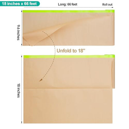 Tangibay Pre-Taped Masking Paper, 18" x 66', 1 Dispenser 6 Refills - size: 1 Dsp. 6 Refills: 18"x66'