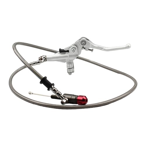 7/8" 22mm CNC Motorcycle Hydraulic Clutch Brake 1200mm Line Hydraulic Clutch Handle Lever Master Cylinder Lever Kit For Racing Dirt Bike Sport Bike Scooter Motocross Off Road（Silver） - color: Silver