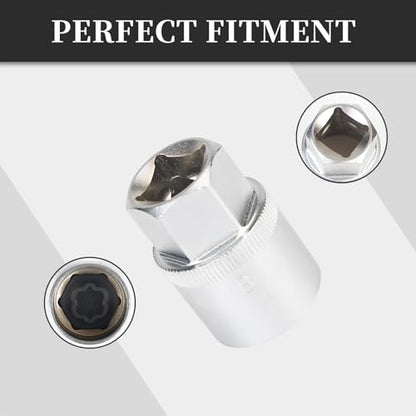 BHB 32PCS Wheel Locking Nut Key Removal Tool Kit Wheel Anti-Theft Lock Lug Nut Screw Remover Set with Punch and 1/2 Inch Driver Scoket Adaptor Compatible with Mercedes Benz