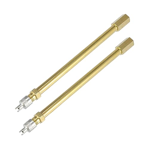 X AUTOHAUX 2pcs 140mm/5.51" Long Brass Auto Tire Valve Extension Adaptor Air Tyre Stem Extender Inflation Stright Bore for Car Truck Motorcycle Bike Scooter - size: 140mm