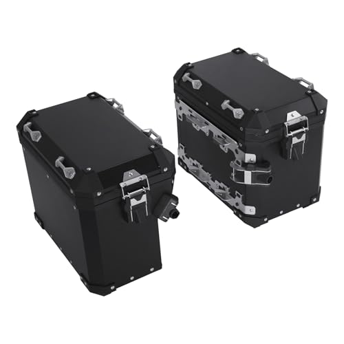 TCT-MOTORPARTS 48L Black Saddlebags Panniers Side Case Luggage Bag Fits for BMW R1200GS R1250GS - color: Black Saddlebags (48L)