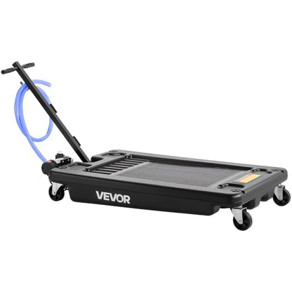 VEVOR Low Profile Oil Drain Pan, 17 Gal Capacity, Rolling Oil Drain Pan with 110V High-Flow Electric Pump, 7.2 ft Hose & T Folding Handle, Leak-proof & Corrosion-resistant, Fit for Trucks, ATVs, Black