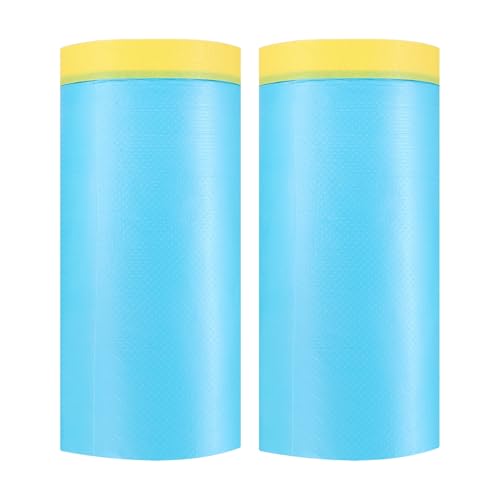 HARFINGTON 2pcs Pre-Taped Masking Film 43.3" x82ft w Plastic Sheeting,Blue - color: Blue, size: 43.3"x82ft