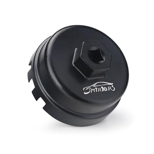 3mirrors 64mm Aluminum Oil Filter Cap Wrench Tool Compatible with Toyota Lexus Camry Corolla Highlander RAV4,14 Flute Oil Filter Removal Tool-6 Slots