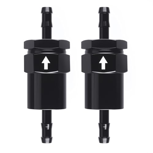 5/16" Billet Inline Fuel Filter 30 Micron Anodized Aluminum Black 2PCS - size: 5/16 in