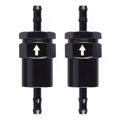 5/16" Billet Inline Fuel Filter 30 Micron Anodized Aluminum Black 2PCS - size: 5/16 in