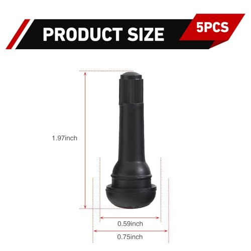 5 PCS TR414 Tire Tubeless Valve Stems, Short Black Rubber Snap-In Tire Valve Stem, Standard 0.453 Inch Rim Holes Replacement for Car, Truck, SUV, Trailer - size: 5 PCS #TR414