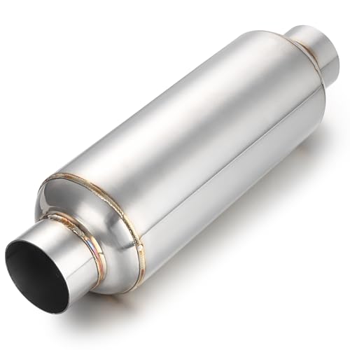 A-KARCK 2.25" Inlet Exhaust Resonator, Muffler Resonator 2.25" Inlet 2.25" Outlet 14'' Overall Length Stainless Steel - size: 2.25" Inlet/Outlet 13.8" Long - Polished