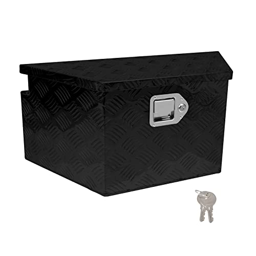 27" x 13" x 13" Trailer Tongue Tool Box with Latch and Keys Heavy Duty Aluminum Trailer Toolbox Organizer Truck Underbody Box Compatible with Pick Up Truck Bed RV Trailer ATV Black - color: Black, size: 27" x 13" x 13"