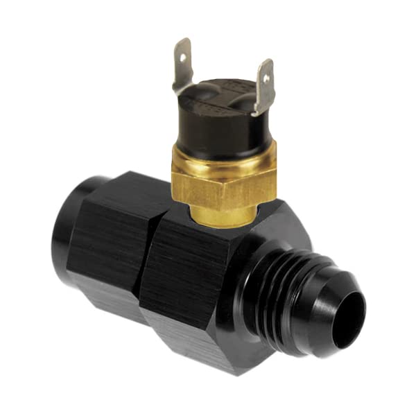 Engine Transmission Oil Cooler In-Line Hose End AN Thread-on Fitting Adapter Thermostat Temperature Electric Fan Switch Sensor Kit (180'F On - 165'F Off, 8AN) - size: 8AN, style: 180'F On - 165'F Off