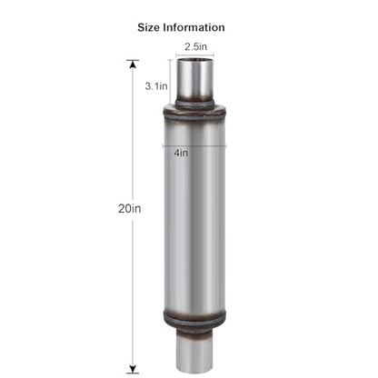 2.5" Performance Muffler Stainless Steel Straight-Through - size: 2.5in