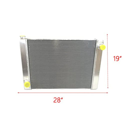 JSD 2 Row Single Pass Overall 28" x19" x3" Aluminum Racing Radiator Compatible with Ford Mopar - size: 28" x19" x3"