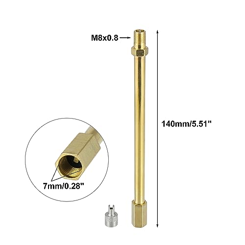X AUTOHAUX 2pcs 140mm/5.51" Long Brass Auto Tire Valve Extension Adaptor Air Tyre Stem Extender Inflation Stright Bore for Car Truck Motorcycle Bike Scooter - size: 140mm