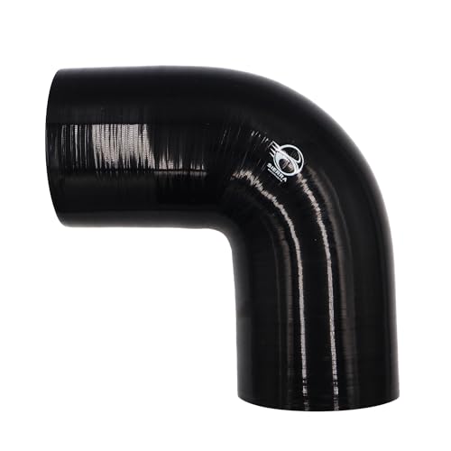 3.5 Inch / 89mm 90 Degree Silicone Elbow Hose – Extended Leg Design, True 102mm Length, 5.5mm Thickness – High Temp 4-Ply Black Coupler for Turbo, Intake, Radiator Pipe - size: 3.5 Inch / 89mm