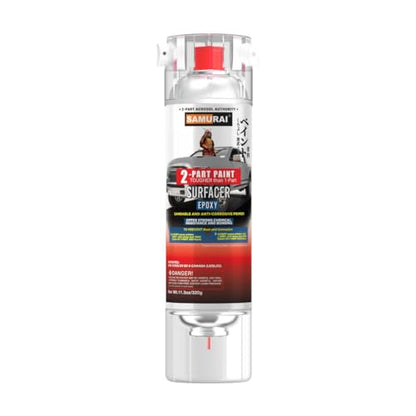 SAMURAI 2-Part Spray Paint Epoxy Primer for Car Surfacer (Metal Primer Red Oxide, Pack of 1 Can) - color: Metal Primer Red Oxide, size: 11.3 Ounce (Pack of 1)