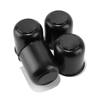 4Pcs 3.27" Stainless Trailer Wheel Center Caps, 3.41" H Matte Black - color: Matte Black, size: 3.27" Hub 3.41"H