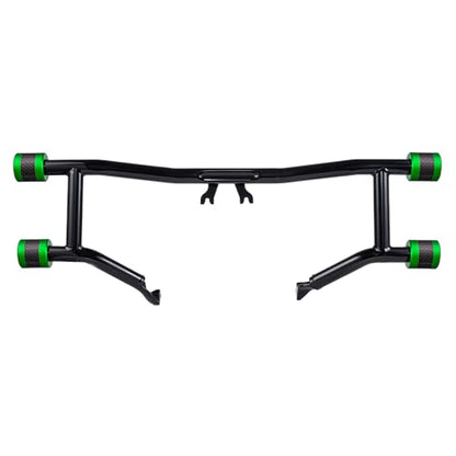 Advanblack Protek Two Step Highway Peg Crash Bar with CNC Slider Fit for 2014-2025 Harley Touring Road Glide Street Glide Electra Glide – Engine Guard Performance Upgrade (Green CNC w/Carbon Inlay) - color: Green CNC w/ Carbon Inlay