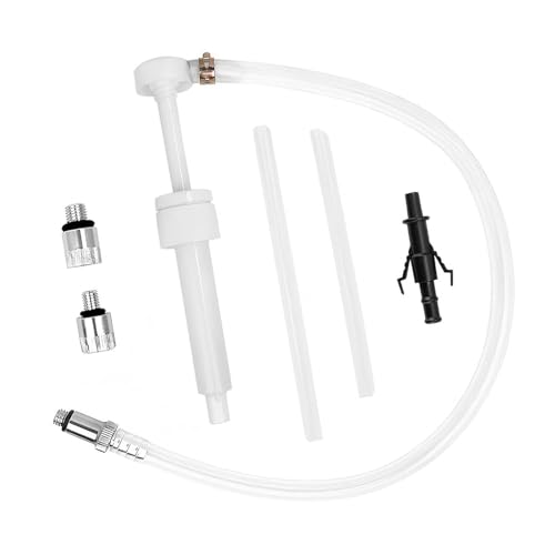 Transmission Fluid Pump Kit, Hand Press Fluid Transfer Pump for Car Brake Fluid Change, Lower Unit Gear Oil Pump for Standard Quart Bottles with 3/8 inch Swivel, 8mm 10mm Adapters (White)