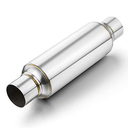 2.5" Inlet Resonator, A-KARCK Stainless Steel Polished 2.5" Inlet 2.5" Outlet 16" Overall Length Exhaust Resonator Muffler Straight Through Design - size: 2.5" Inlet/Outlet 16" Long - Polished
