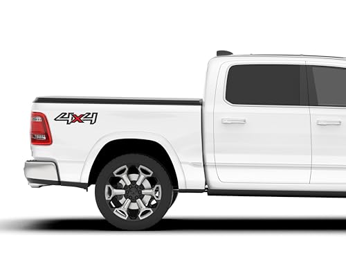 2 Pieces - 4x4 Offroad Four Wheel Drive Sticker Decals, Replacement for Truck Bed, SUV, Off Road Vehicle, Weatherproof, Size 15 x 4 in.