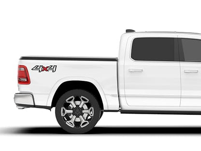 2 Pieces - 4x4 Offroad Four Wheel Drive Sticker Decals, Replacement for Truck Bed, SUV, Off Road Vehicle, Weatherproof, Size 15 x 4 in.