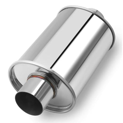 LCGP 2.5 inch Ultra Quiet Resonator, 304 Stainless Steel Resonator 2.5", 2.5'' Inlet & Outlet 14" Overall Length Universal Muffler High Performance resonator, Oval Muffler Shape, Silver - size: 2.5"