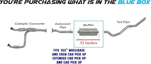 Exhaust Muffler Compatible with GMC Sierra 2500 HD Classic 2007 8.1L | Stainless Steel | Northeastern Exhaust | Includes Clamps and Hangers | Direct-Fit Replacement