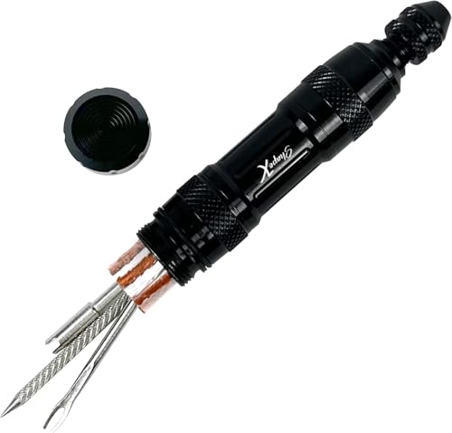 ShapeX Bike Tubeless Tire Repair Kit for MTB Cycling - Reamer, Plug Tool, Valve Core, Bacon Strips - Replacement for dynaplug