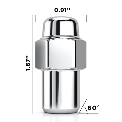 White Knight 778204 Chrome 1/2"-20 Cragar Standard Mag Style Wheel Installation Kit, 16 Lugs with Washers and Lock Set (Random Lock Pattern)