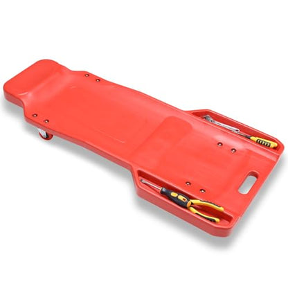 Auto Dynasty 38 in Low-Profile Under-Car Rolling Mechanic Creeper - color: Red T Shape