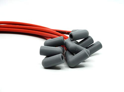 UPP - PROSTREET - Red 8mm Silicone High Performance Racing Universal V8 Spark Plug Wire Set-250 ohm Core-90 Degree Boots-Wire Stripper/Crimper Included Fits Chevy and Ford V8 Engines