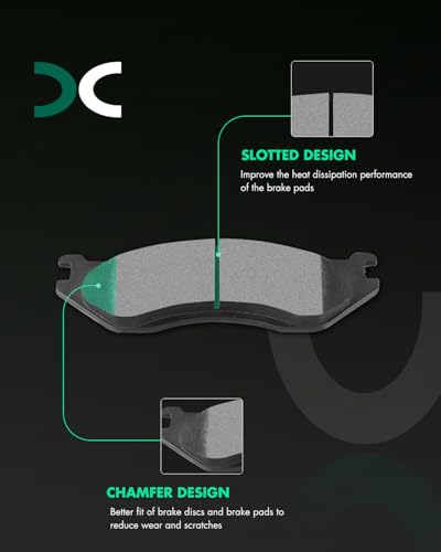 Ceramic Brake Pads Kits SCITOO 8PCS Fit For Dodge For Ram 1500 2002-2005 - size: Front D966 & Rear D967 [8PCS]