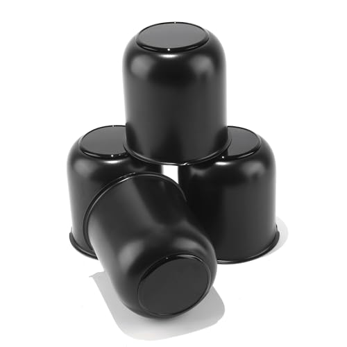 4Pcs 3.27" Stainless Trailer Wheel Center Caps, 3.41" H Matte Black - color: Matte Black, size: 3.27" Hub 3.41"H