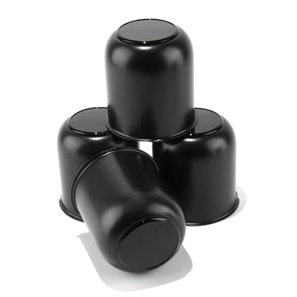 4Pcs 3.27" Stainless Trailer Wheel Center Caps, 3.41" H Matte Black - color: Matte Black, size: 3.27" Hub 3.41"H