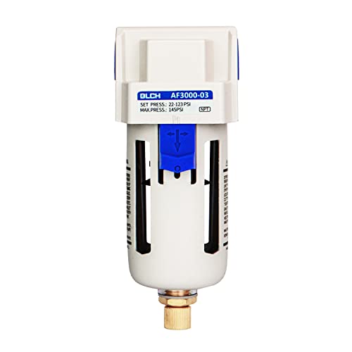 BLCH 3/8" NPT Air Compressor Filter - Air Dryer for Compressor,Compressed Air Dryer Air Drying System AF3000-03 Manual Drain Poly Bowl 0-160 PSI 5μm - style: AF3000-03