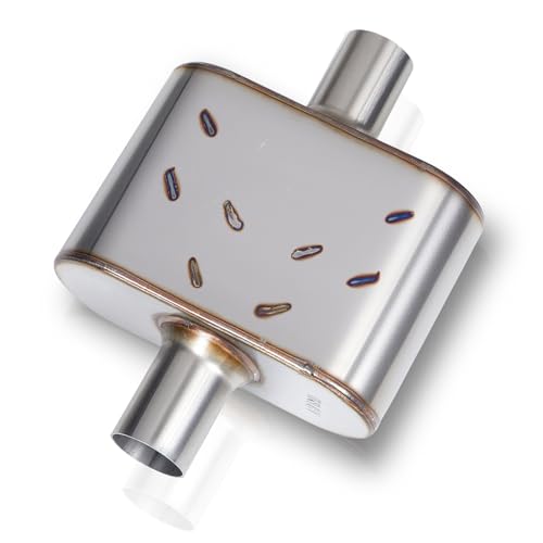Performance Exhaust Muffler 3" Center In/Out Stainless 13” Length - size: 3" Center In/Out