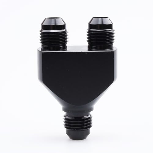AC PERFORMANCE -6 AN In to -6 AN Out Y Block Splitter Fuel Fitting Aluminum Black - color: Black, size: 3 x 6AN
