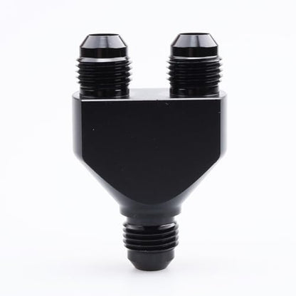 AC PERFORMANCE -6 AN In to -6 AN Out Y Block Splitter Fuel Fitting Aluminum Black - color: Black, size: 3 x 6AN