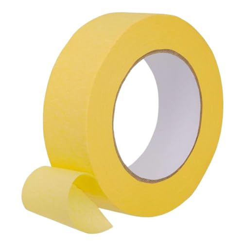 Automotive Refinish Masking Tape Yellow 36mm x 55m, Cars Vehicles Auto Body Paint Tape, Automotive Painters Tape Bulk Set for Precise Auto Painting and Detailing(2 Roll-Yellow)