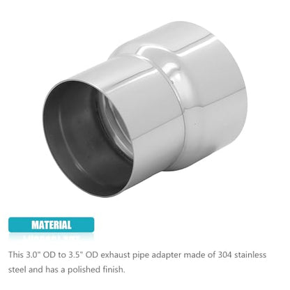 Universal 3" OD to 3.5" OD Exhaust Pipe Adapter Connector Reducer 304 Stainless Steel 3 Inch to 3.5 Inch 3” OD to 3 1/2” OD kit - size: 3" OD to 3.5" OD