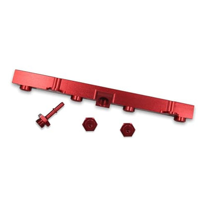 Aluminum Fuel Rail with Oil Gauge Kit Fit for Honda Civic Acura RSX K-series K20 K24 Engines (Red) - color: Red