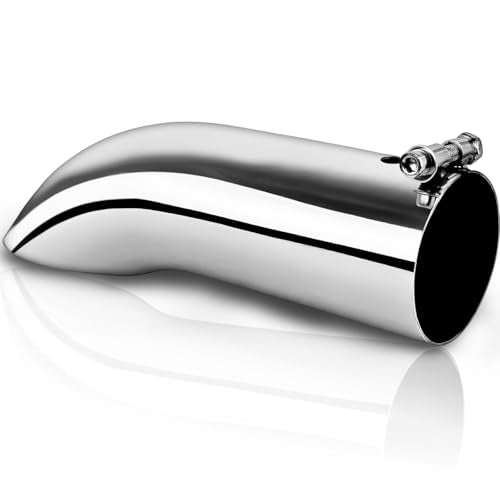 Mupera Universal 3.5 Inch Turn Down Exhaust Tip, 3.5" Outlet, 12" Long - size: 3.5" Inlet 3.5" Outlet 12" Length Silver