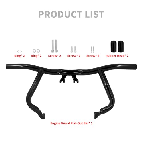 Engine Guard Flat Out Crash Bar for Harley Touring Street Glide Road Glide Road King Electra Glide CVO Ultra Limited Black 2014-2025 - color: Black