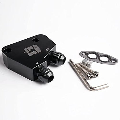 GRAND ORANGE 10 Row AN-10 Engine Oil Cooler Kit + Sandwich Plate Black - size: 10 Row 10 AN | Black + Sandwich Plate