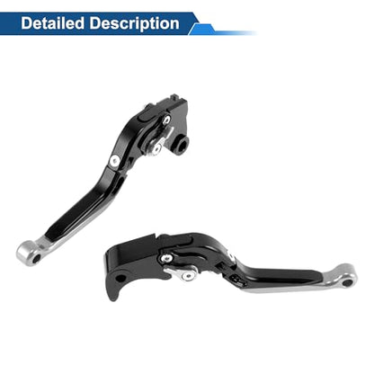 Brake Clutch Levers for Kawasaki ZX636R 00-04 Black Silver Tone - color: Black Handle Silver Tone End