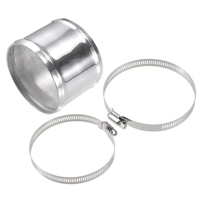 X AUTOHAUX OD 4" 102mm Length 3" 76mm Aluminum Alloy Tube Intercooler Pipe Straight Air Intake Tube with 2 Clamps Silver Tone for Car - size: OD 4"(102mm)