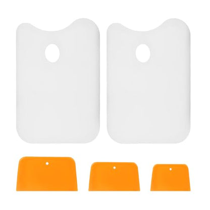 5PCS Body Filler Mixing Board with Spreaders, 14.5x10 Inch Mixing Pad with 4, 5, 6 inch Body Filler Spreaders, Plastic Palette Scrapers for Automotive Fillers Putties Glazes