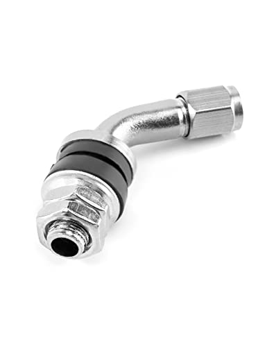 QWORK Tire Valve Stem, 4Pcs 45 Degree Angled Bolt-in Valve Stems for Car Motorcycle Tyre